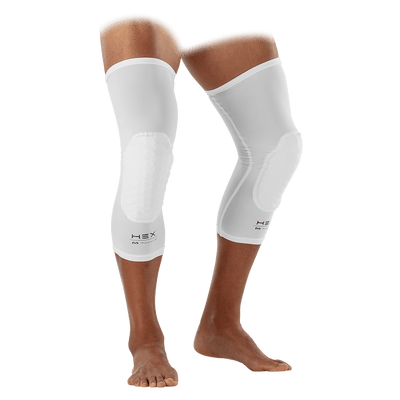 McDavid HEX® Force Leg Sleeves/Pair - White - Front Angle - On Model