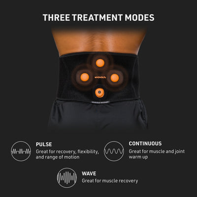 Three Treatment Modes: 1) Pulse: Great for recovery, flexibility, and range of motion 2) Continuous - Great for muscle and joint warmup 3) Wave - Great for muscle recovery