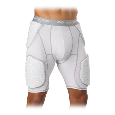 McDavid Rival™ Integrated Girdle with Hard-Shell Thigh Guards - White - On Model - Front View