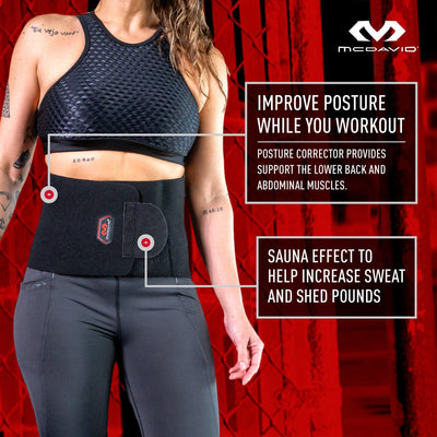 McDavid Women's Waist Trimmer Tech Callouts - Improve Posture While You Workout: Posture Corrector Provides Support  To The Lower Back and Abdominal Muscles | Sauna Effect to Increase Sweat and Shed Pounds