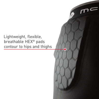 McDavid HEX® Thudd Short - Black - Tech Call Out 2 - Lightweight, Flexible, Breathable, HEX® Pads Contour to Hips and Thighs