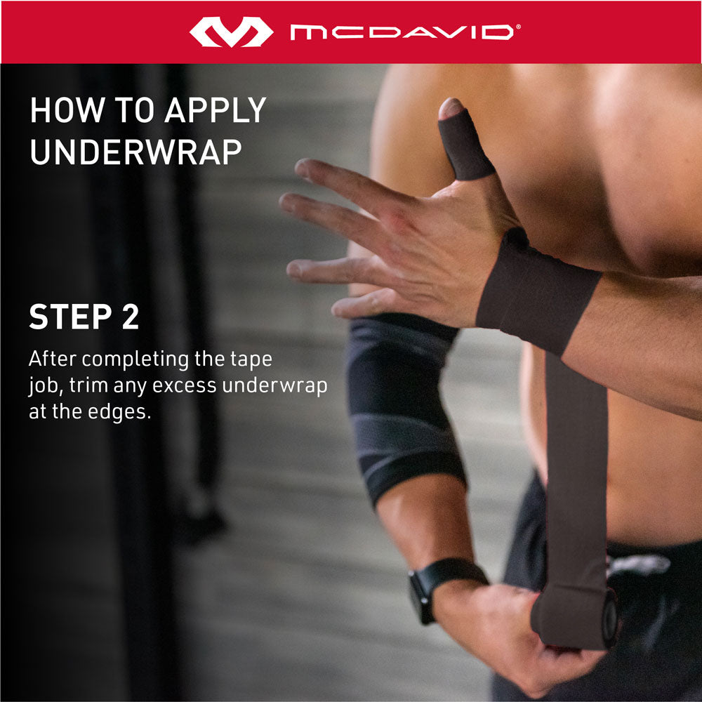 How to Apply Underwrap  - Step 2: After completing the tape job, trim any excess underwrap at the edges.