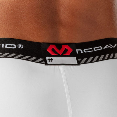 McDavid Basketball Compression 3/4 Tight with Knee Support - White - On Model - Detail View