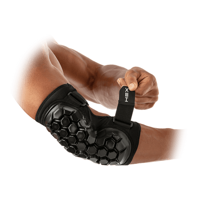 McDavid HEX® High Impact Elbow Guard - Black - On Model - Strapping Sleeve on Elbow