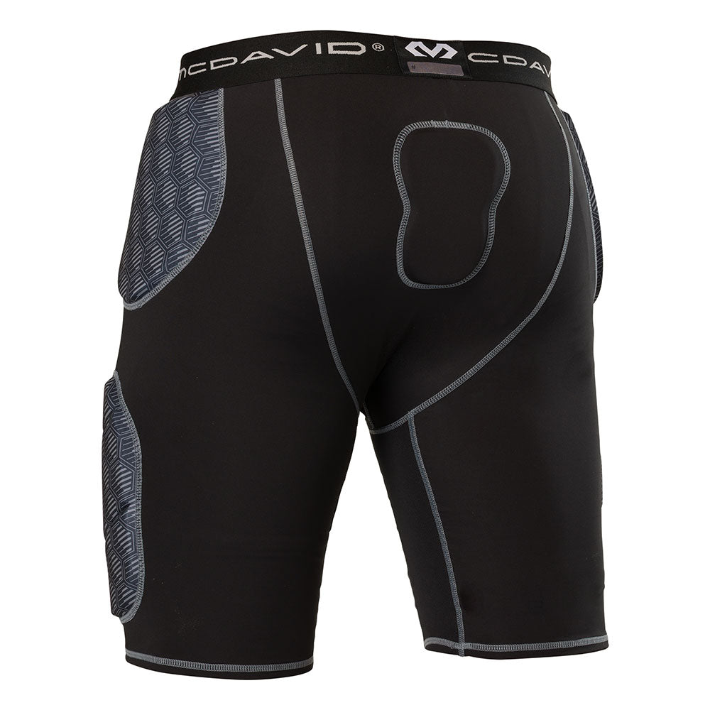 McDavid Rival Integrated 5-Pad Girdle in black, back view showing tailbone pad cutout and hip padding