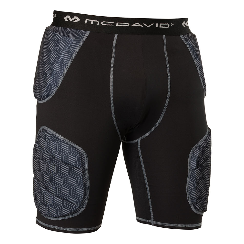 McDavid Rival Integrated 5-Pad Girdle in black, front view showing padded hip and thigh panels