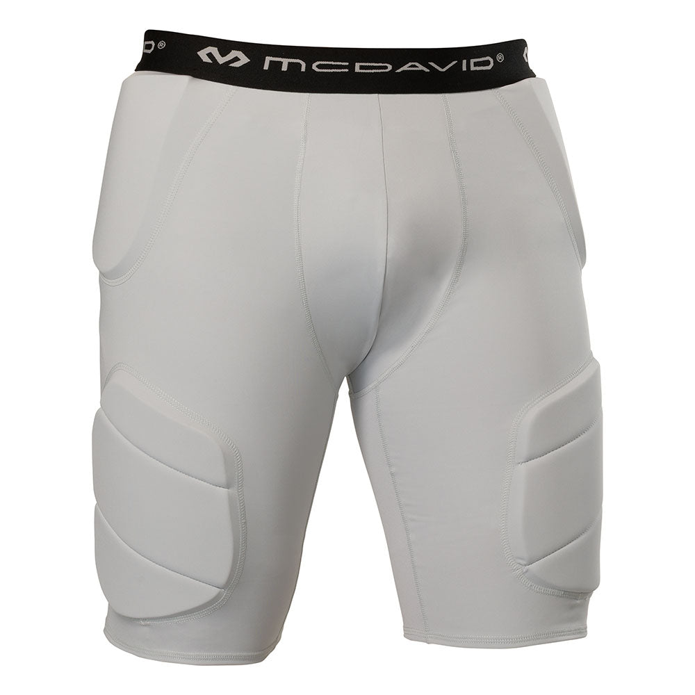 McDavid Rival Integrated 5-Pad Girdle in grey, front view showing padded hip and thigh panels