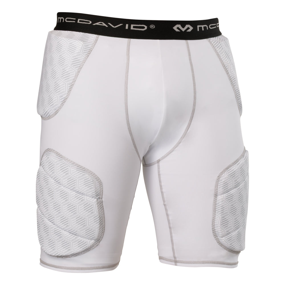 McDavid Rival Integrated 5-Pad Girdle in white, front view showing padded hip and thigh panel