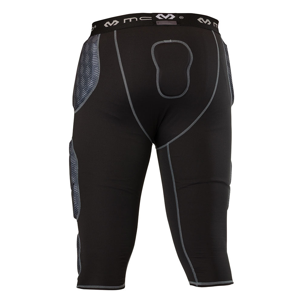 McDavid Rival Integrated 7-Pad ¾ Tight in black, back view showing tailbone pad cutout and hip padding