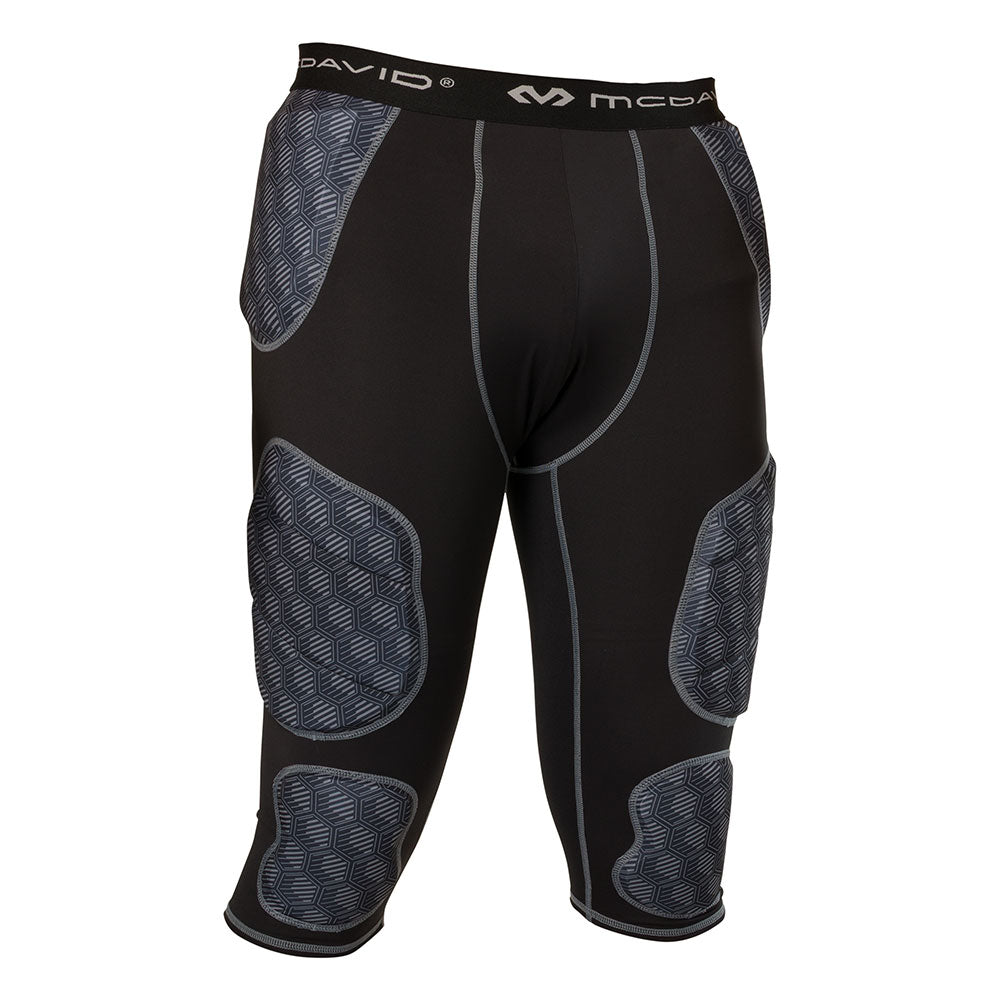 McDavid Rival Integrated 7-Pad ¾ Tight in black, front view showing padded hip and thigh panels