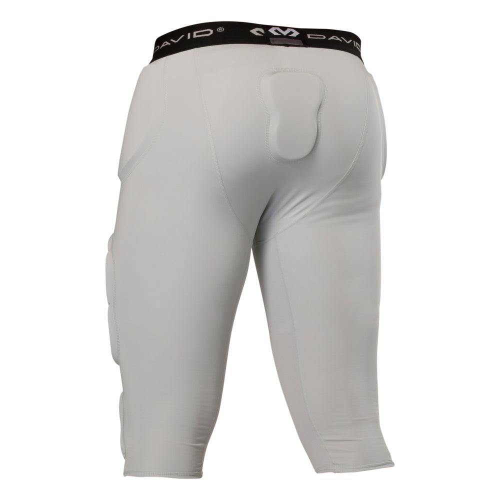 McDavid Rival Integrated 7-Pad ¾ Tight in grey, back view showing tailbone pad cutout and hip padding