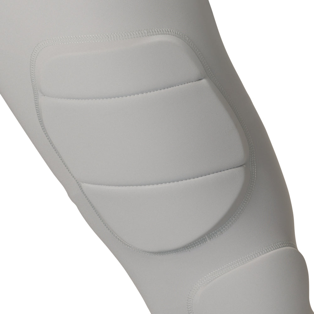 McDavid Rival Integrated 7-Pad ¾ Tight in grey, close-up of hex-pattern thigh pad