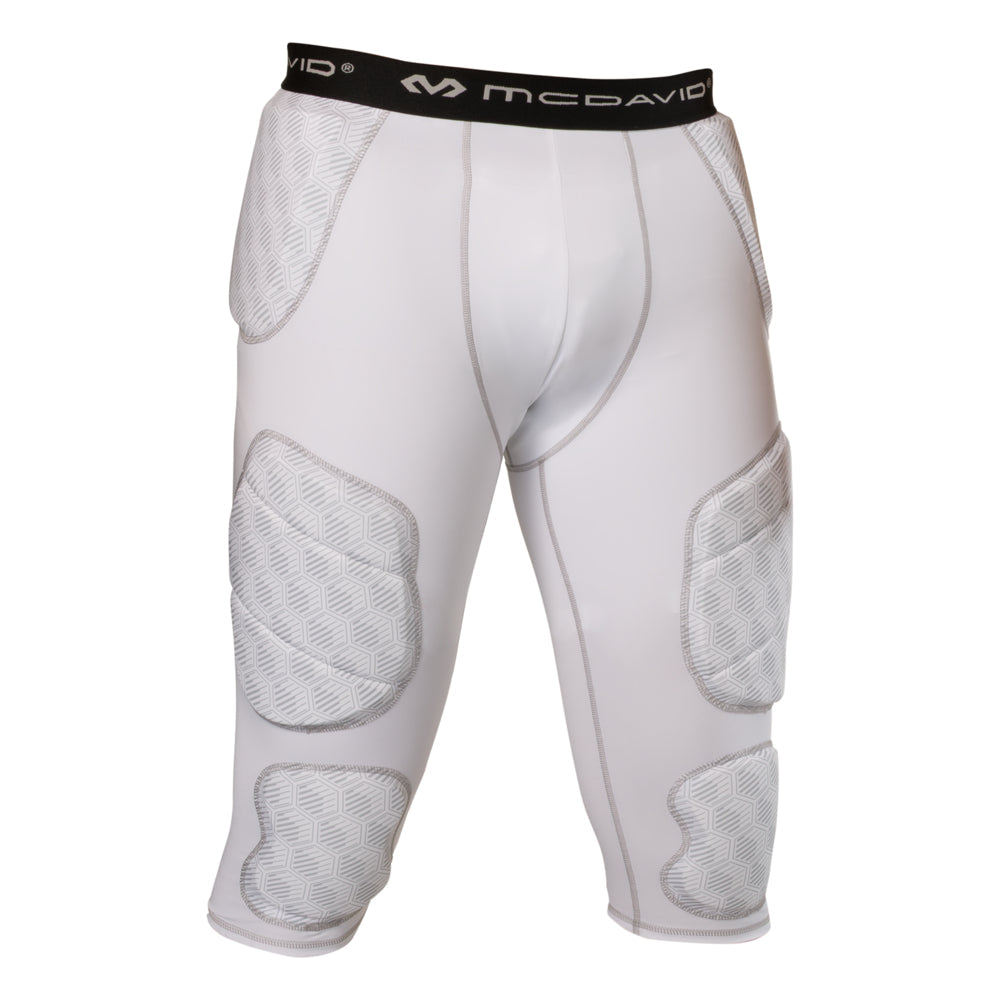 McDavid Rival Integrated 7-Pad ¾ Tight in white, front view showing padded hip and thigh panels