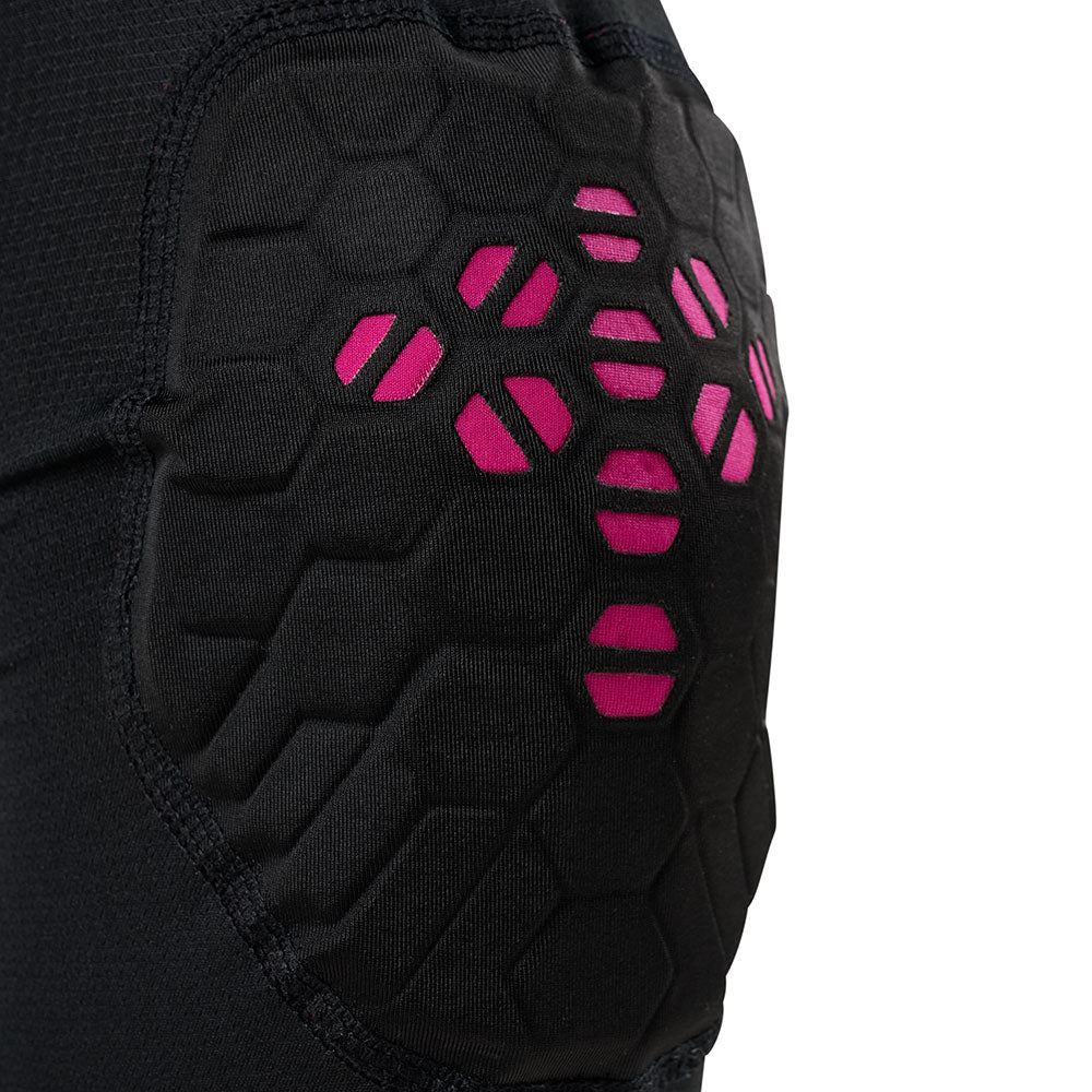 McDavid HEX Viz Leg Sleeve Single - Black/Pink - Detail View of Knee Up-close