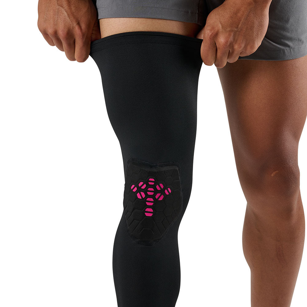 McDavid HEX Viz Leg Sleeve Single - Black/Pink - Detail view of Sleeve