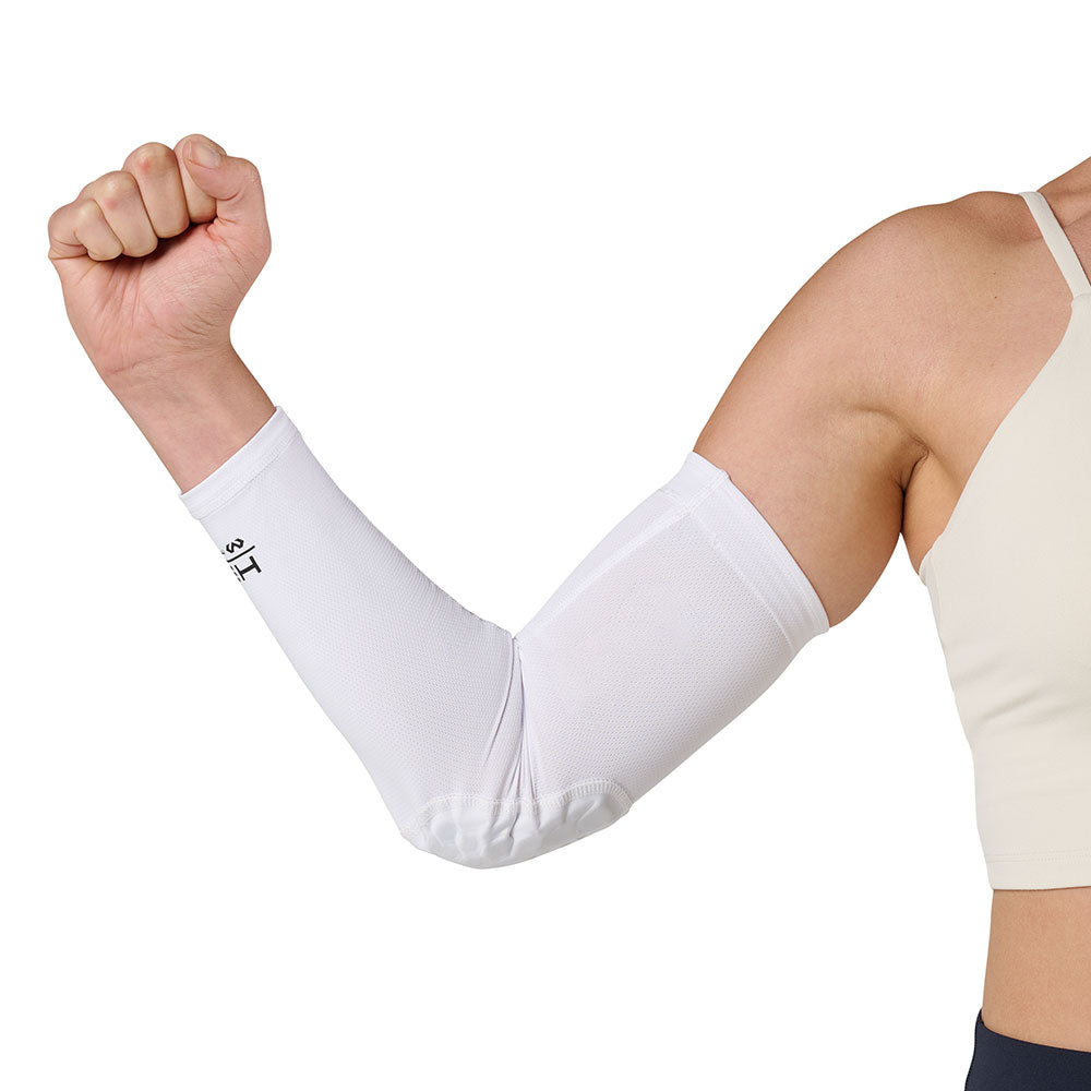 McDavid HEX Viz Arm Sleeve/Single - White/Grey - Model Wearing Arm Sleeve