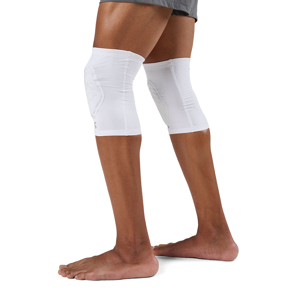 McDavid HEX Viz Knee/Elbow Pad Pair - White/Grey -Shown on Model's Knees