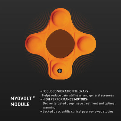 MYVOLT® Module - 1) Focused Vibration Therapy: Helps reduce pain, stiffness, and general soreness 2) High Performance Motors: Deliver targeted deep tissue treatment and optimal warming 3) Backed by scientific clinical peer reviewed studies