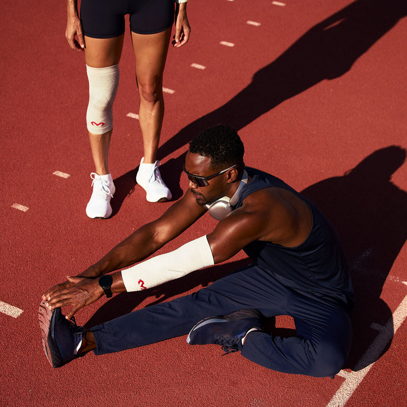 McDavid Infused Knit Elbow Sleeve and Knee Sleeve Shown on Athletes