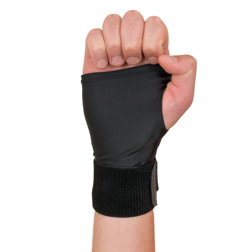 Back view of the compression wrist sleeve showing coverage across the top of the hand and wrist