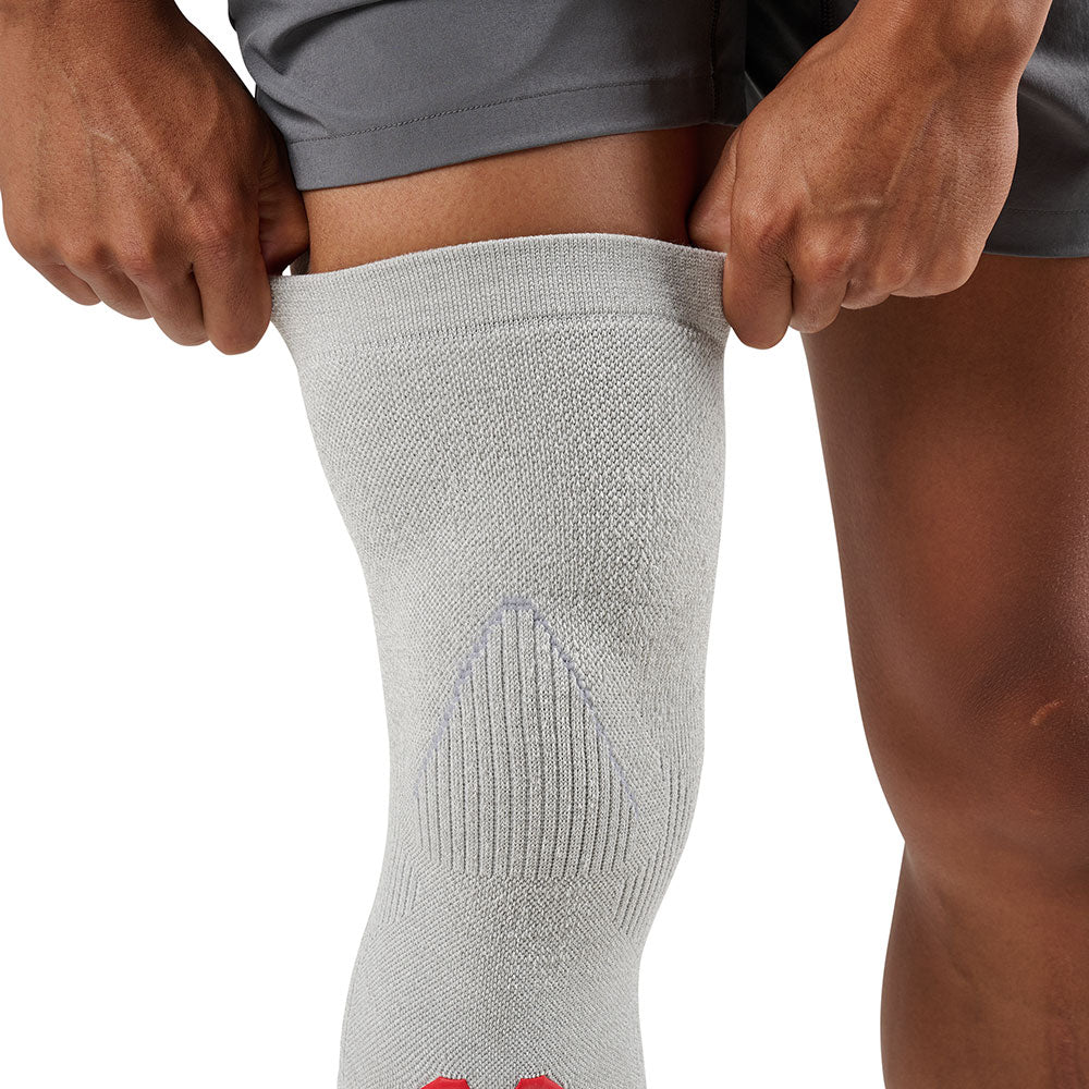 McDavid Infused Knit Knee Sleeve - Grey - Shown on Model's Knee