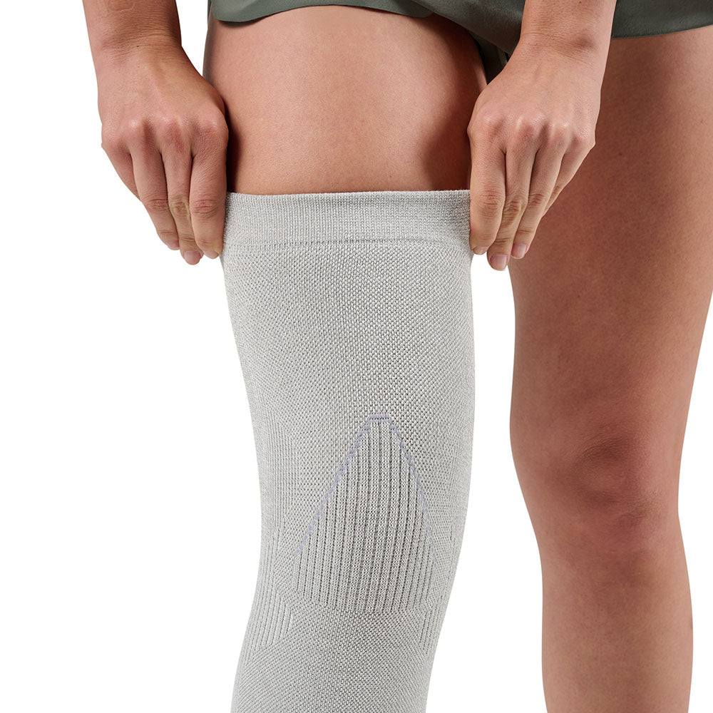 McDavid Infused Knit Knee Sleeve - Grey - Shown on Model's Knee