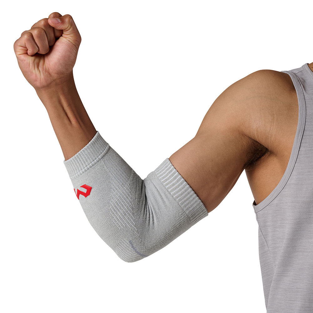 McDavid Infused Knit Elbow Sleeve - Grey- Shown on Model's Elbow
