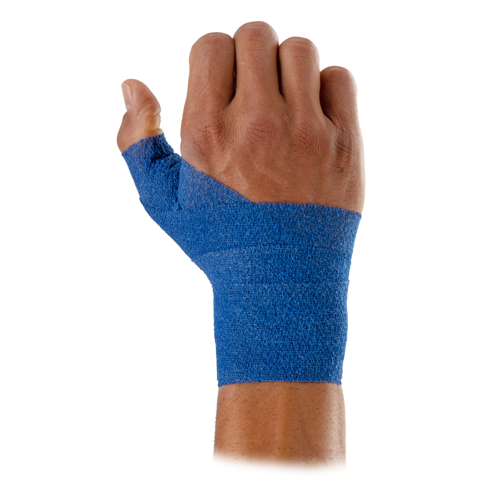 McDavid Self Stick Tape/2-Pack - Royal Blue - Wrapped Around Wrist and Thumb