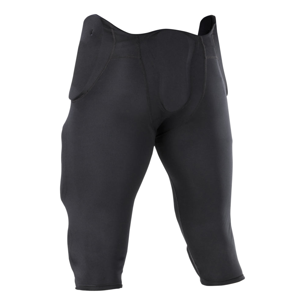 McDavid Rival Integrated Football Pant in black, back view showing tailbone pad and hip padding
