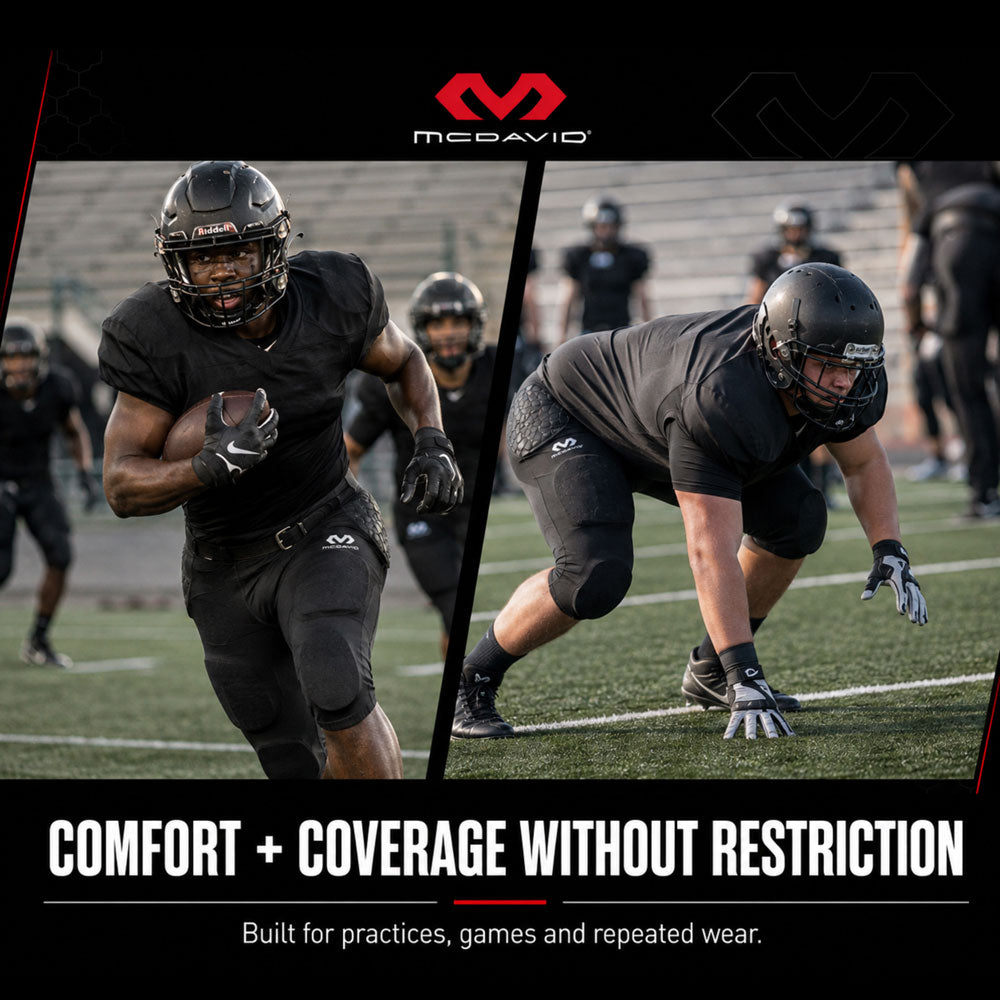 McDavid Rival Football Pant in action on the field, showing comfort and coverage during football practice and play