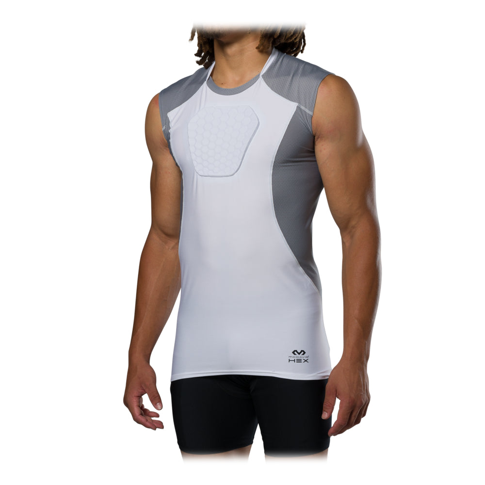 McDavid HEX® Sternum Shirt - White/Grey - On Model - Front View