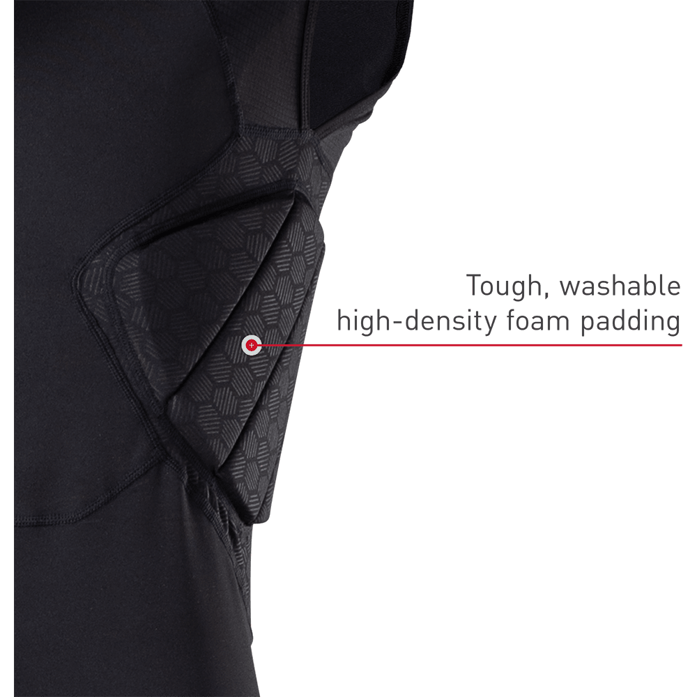 McDavid Rival™ Integrated Shirt/5-Pad - Black - Tech Call Out #2 - Tough, washable high-density foam padding