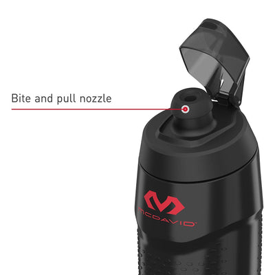 McDavid Sport Gamer 32oz Squeeze Bottle - Black/Red - Detail View 4 - Tech View of Bite and Pull Nozzle