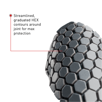 McDavid HEX®  Knee/Elbow/Shin Pads/Pair - HEX® Technology Callout - Streamlined graduated HEX Contours around joint for max protection