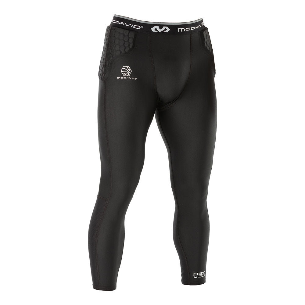 compression gear basketball McDavid HEX Basketball 3/4 Tight with Hip & Tailbone Pads, Black / M