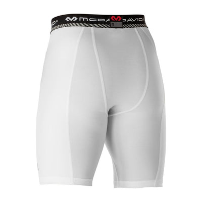 McDavid Double Compression Sliding Short w/Cup Pocket - White - Back View