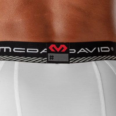 McDavid Double Compression Sliding Short w/Cup Pocket - White - On Model - Detail View