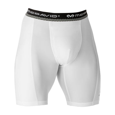 McDavid Double Compression Sliding Short w/Cup Pocket - White - Front View