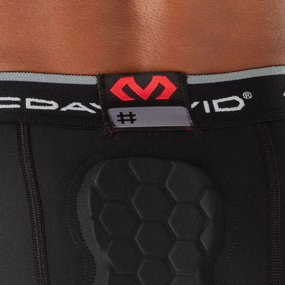 McDavid HEX® Basketball Black Compression Short w/Hip & Tailbone Pads - HEX Tailbone Pad Detail