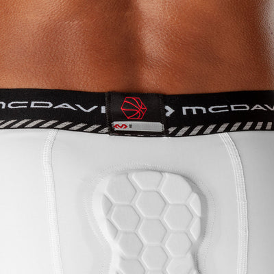 McDavid HEX® Basketball White Compression Short w/Hip & Tailbone Pads - HEX Tailbone Pad Detail