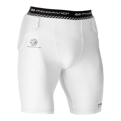 McDavid HEX® Basketball White Compression Short w/Hip & Tailbone Pads - Front