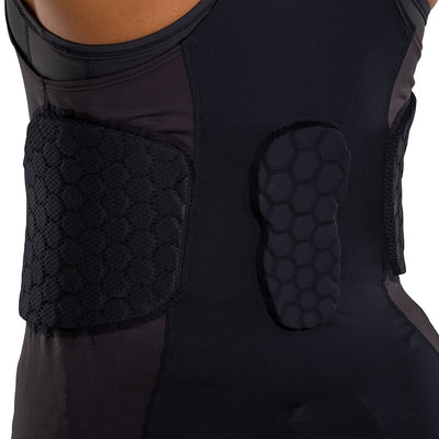 McDavid Women's HEX® 3-Pad Tank - Black - On Model - Detail View of HEX® Padding