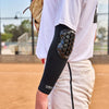 Youth Baseball Pitcher Wearing Protective HEX® High Impact Arm Sleeve - Detail View