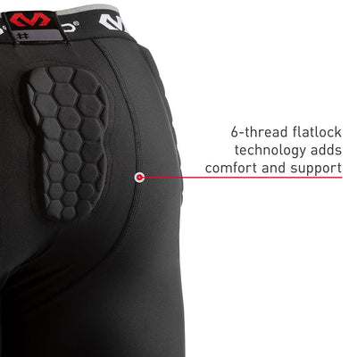 McDavid HEX® Thudd Short - Black - Tech Call Out 5 - 6-Thread Flatlock Technology Adds Comfort and Support