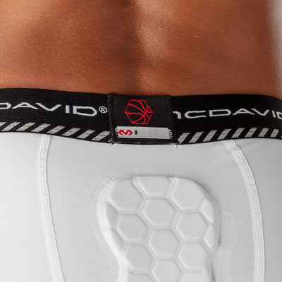 McDavid HEX® Basketball White Compression ¾ Tight with Hip & Tailbone Pads - HEX Tailbone Pad Detail