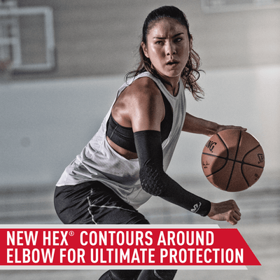 McDavid HEX® Shooter Arm Sleeve/Single - Tech Call Out 1 - New HEX® Contours Around Elbow for Ultimate Protection
